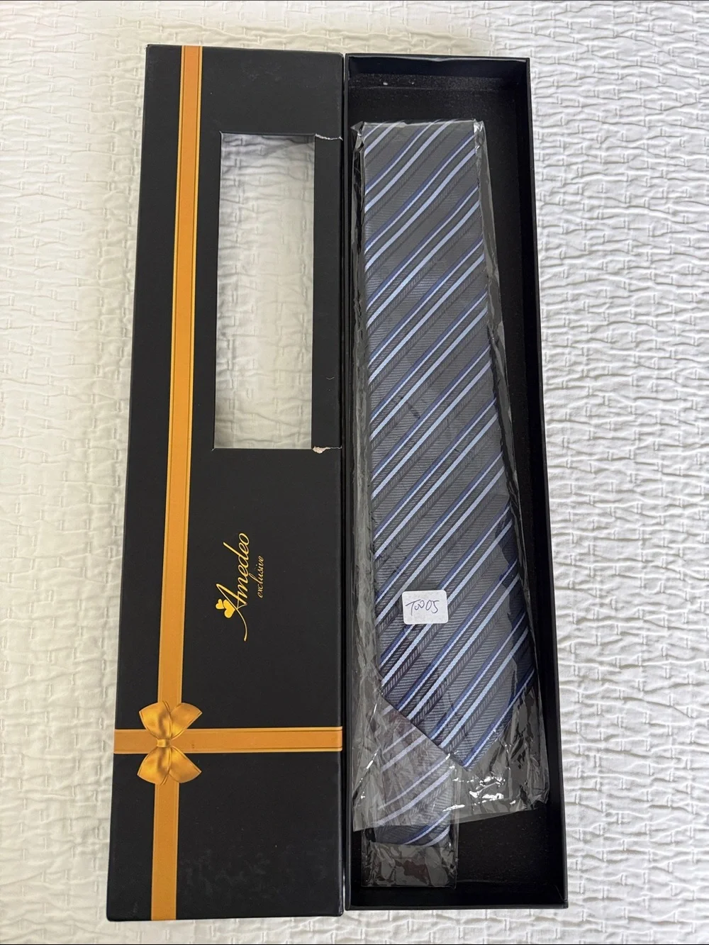 Men's St. Lynn Striped Blue and Grey Tie